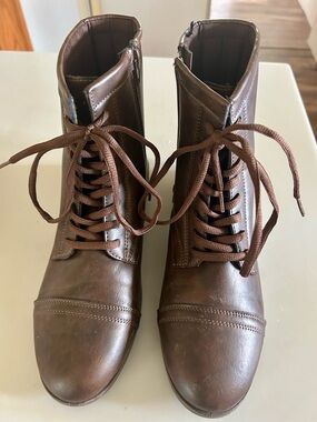 Brown Lace-Up Ankle Boots